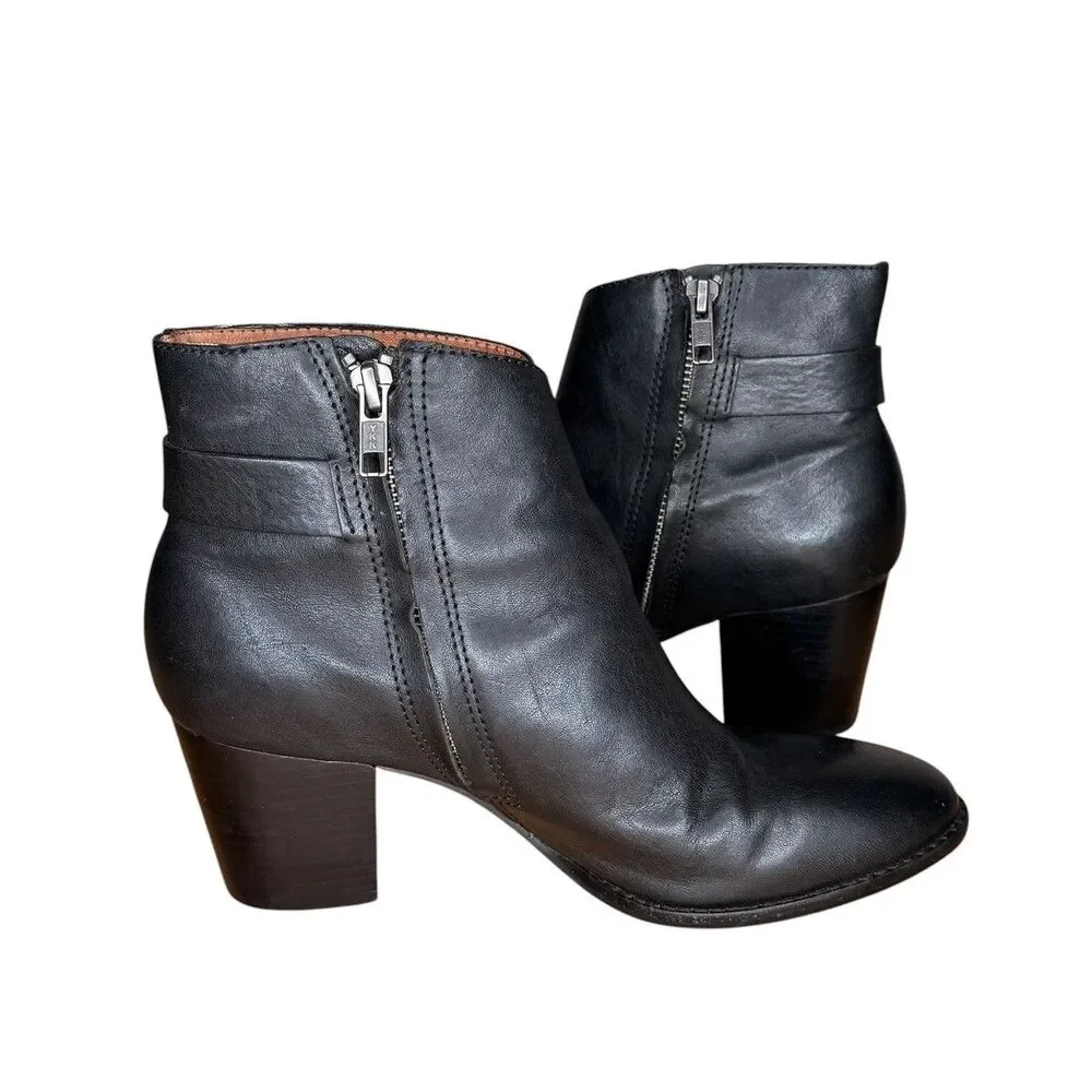 Madewell Women’s Leather Booties Size 7.5 Kelci Heeled Ankle Boots Black Leather